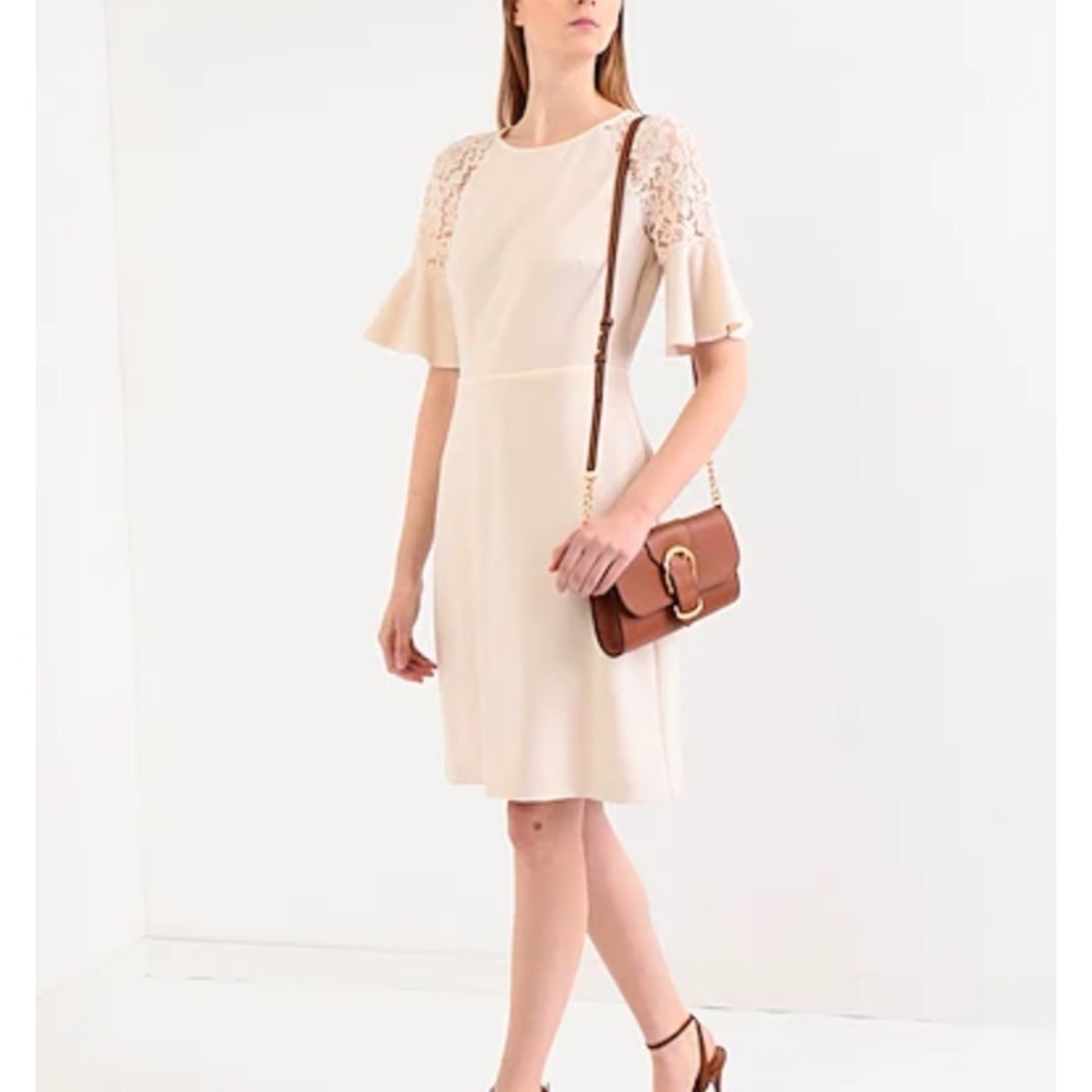 Lauren Ralph Lauren Cashew Ruffle Lace Trim Dress Size 8
